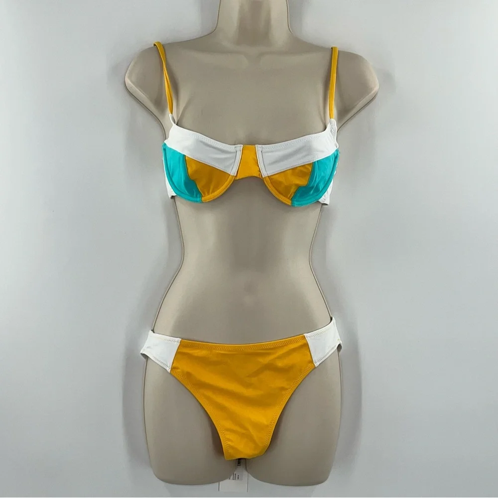 Solid & Striped NWT Emily Colorblock Bikini Top and Bottom Set size Medium